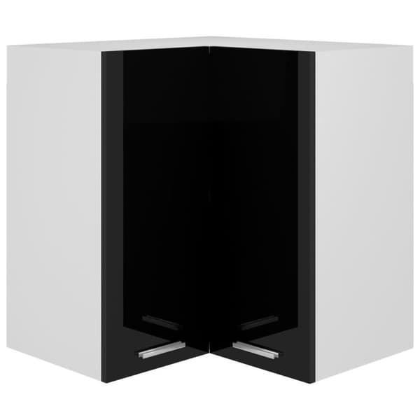 vidaXL Seinäkulmakaappi korkeakiilto musta 57x57x60 cm tekninen puu