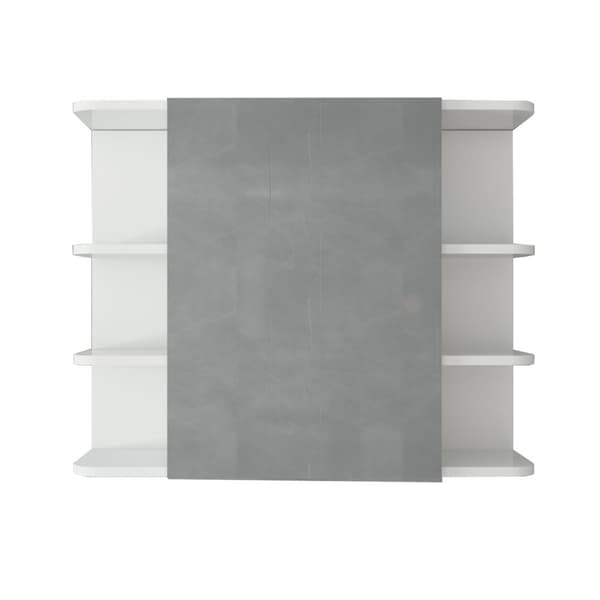 ML Design Mirror kaappi kylpyhuone valkoinen 80x64x21cm, kylpyhuone kaappi peili, ovi ja 8 hyllyt, runsaasti säilytystilaa, kylpyhuone kaappi MDF puu