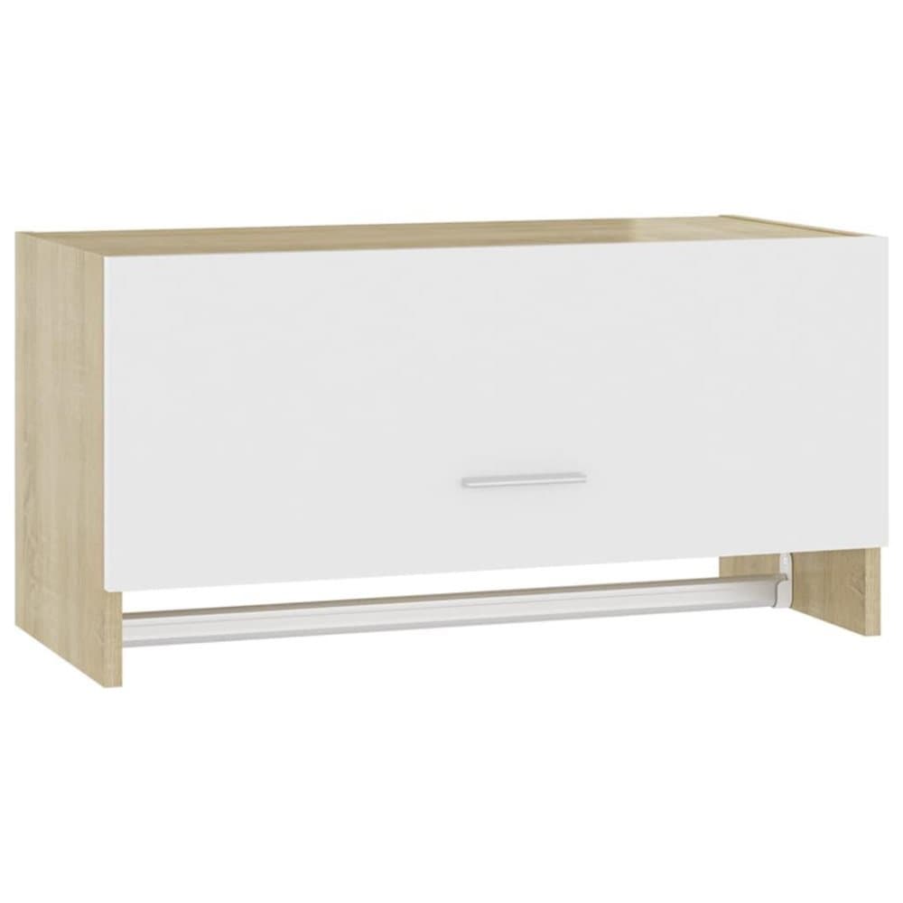 vidaXL Garderob vit och sonoma-ek 70x32,5x35 cm spånskiva
