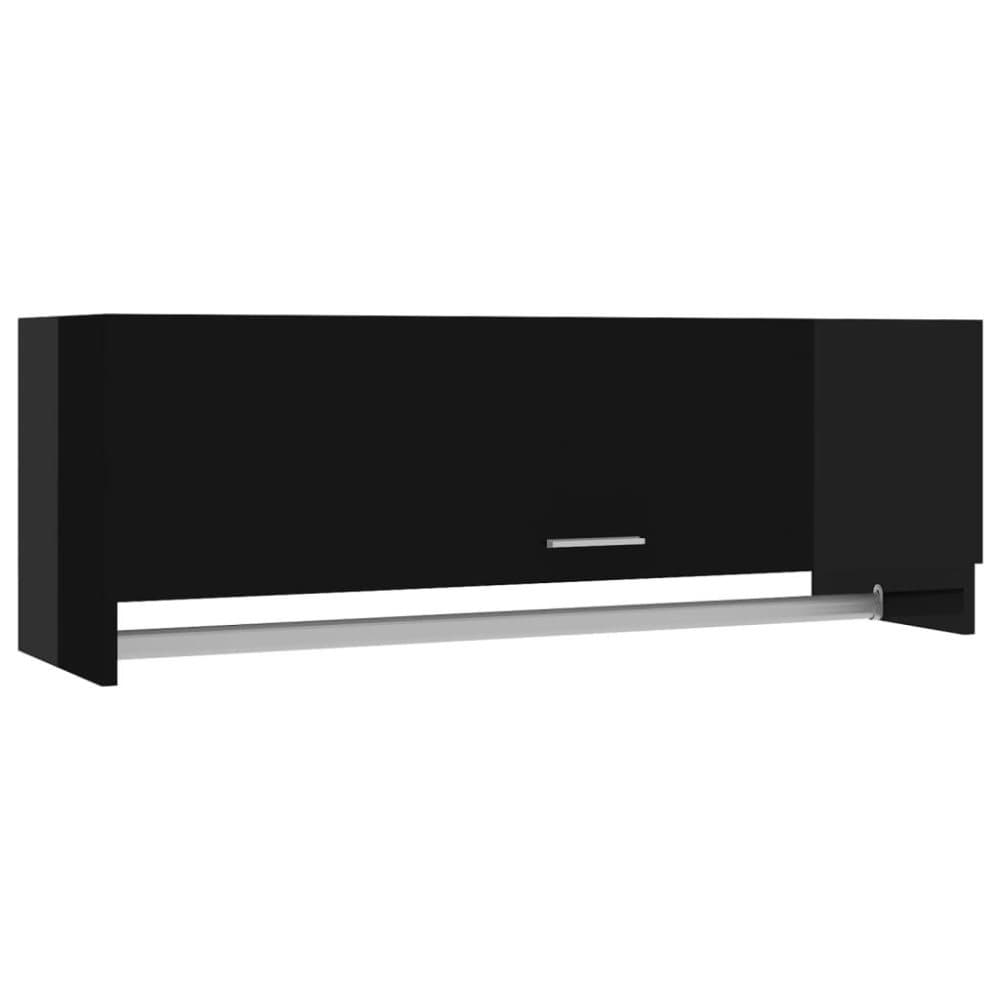 vidaXL Garderob svart högglans 100x32,5x35 cm spånskiva