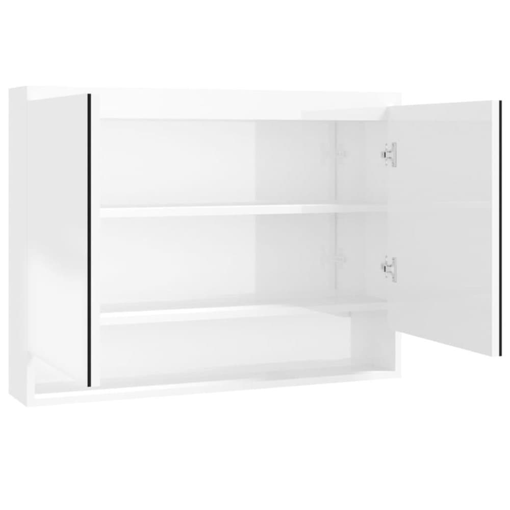vidaXL Speilskap til bad 80x15x60 cm MDF skinnende hvit
