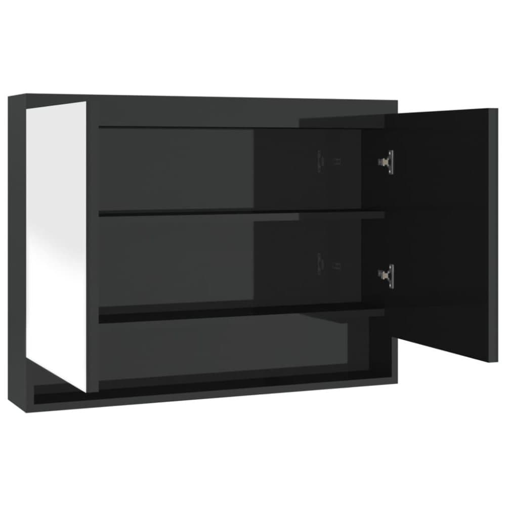 vidaXL Speilskap til bad 80x15x60 cm MDF skinnende svart