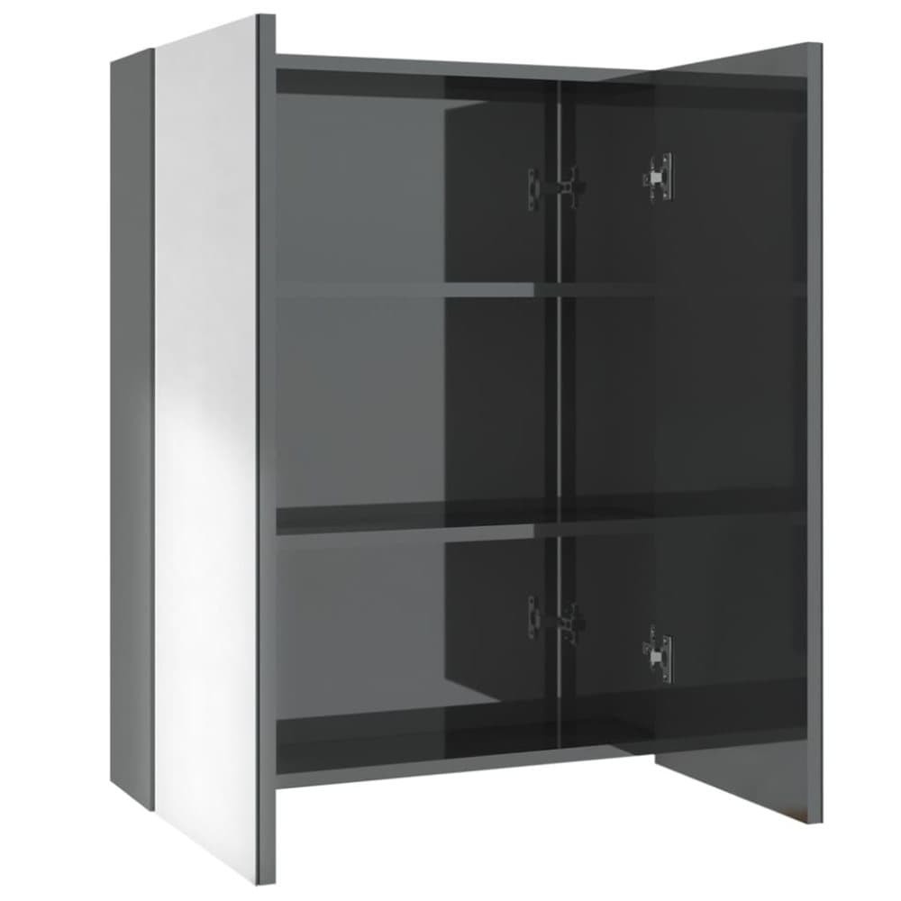 vidaXL Speilskap til bad 60x15x75 cm MDF skinnende grå
