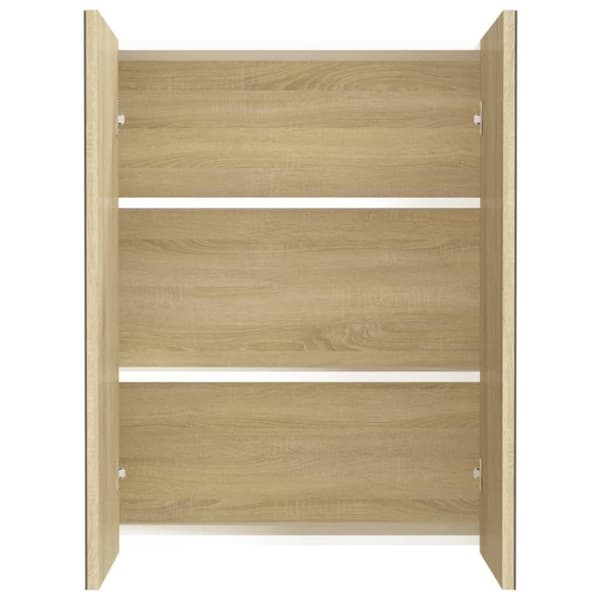 vidaXL Spegelskåp för badrum vit och ek 60x15x75 cm MDF
