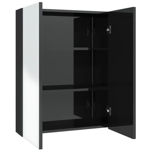 vidaXL Speilskap til bad 60x15x75 cm MDF skinnende svart