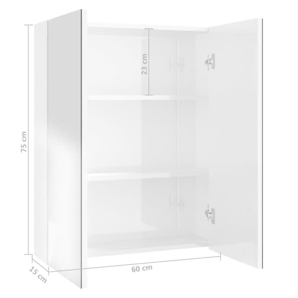 vidaXL LED kylpyhuoneen peilikaappi 60x15x75 cm MDF kiiltävä valkoinen