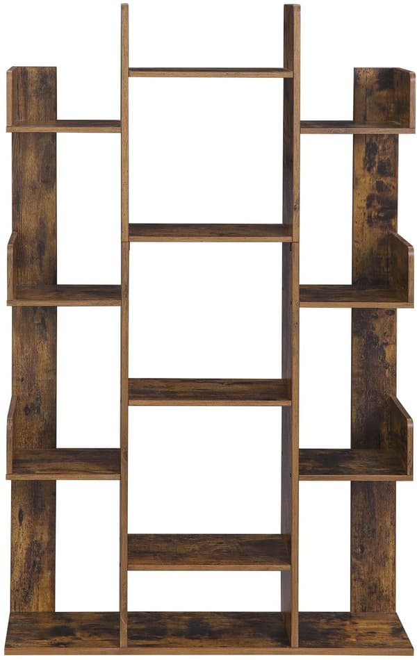 Bokhylla 13 förvaringsfack Vintage brun 86 x 25 x 140 cm