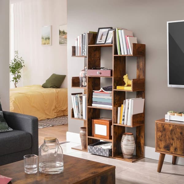 Bokhylla 13 förvaringsfack Vintage brun 86 x 25 x 140 cm