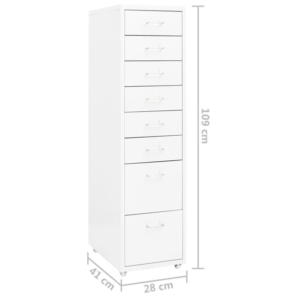 vidaXL mobilt arkivskab 28x41x109 cm metal hvid