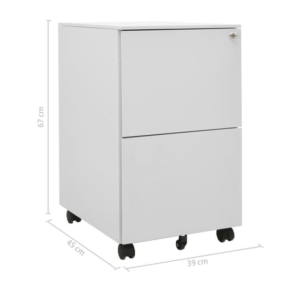 vidaXL Mobilt arkivskap lysegrå 39x45x67 cm stål