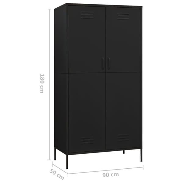 vidaXL klædeskab 90x50x180 cm stål sort