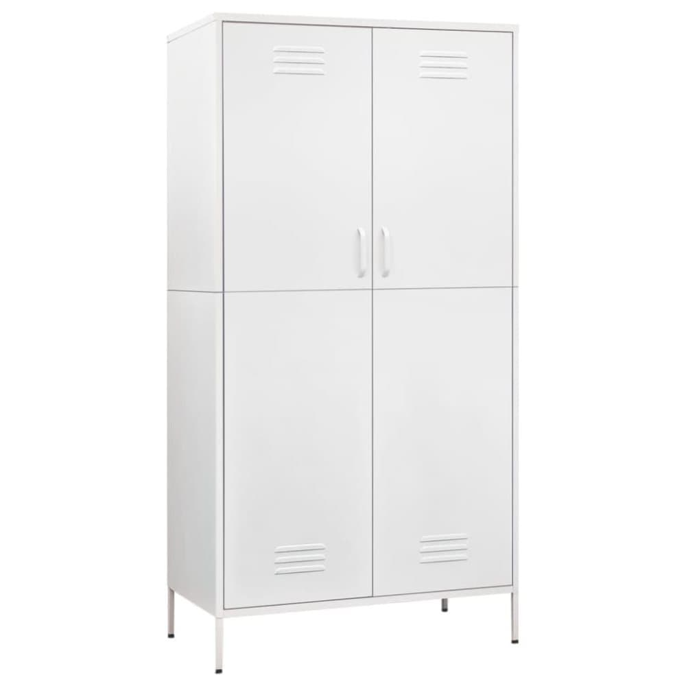 vidaXL Garderob 90x50x180 cm vit stål