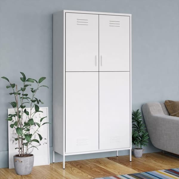 vidaXL klædeskab 90x50x180 cm stål hvid