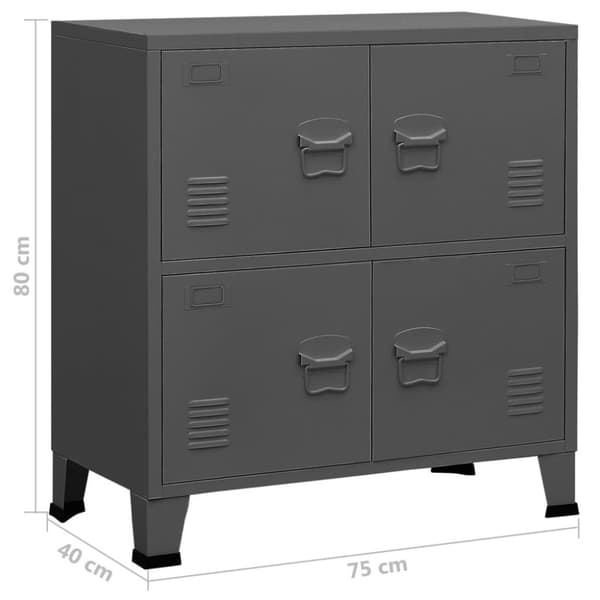 vidaXL Teollinen säilytysarkku antrasiitti 75x40x80 cm teräs