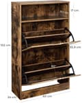Pikkukuva 3 / 9: Skoskåp 3 Fack 60x24x102 cm - Skoförvaring Vintage brun-svart