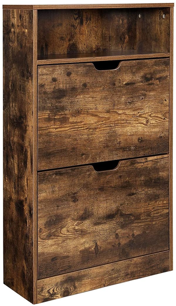 Skoskåp 3 Fack 60x24x102 cm - Skoförvaring Vintage brun-svart