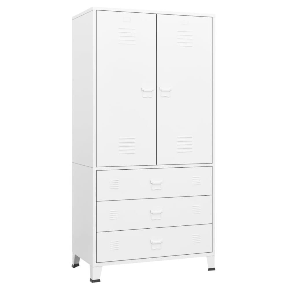 vidaXL Garderob industriell vit 90x50x180 cm metall