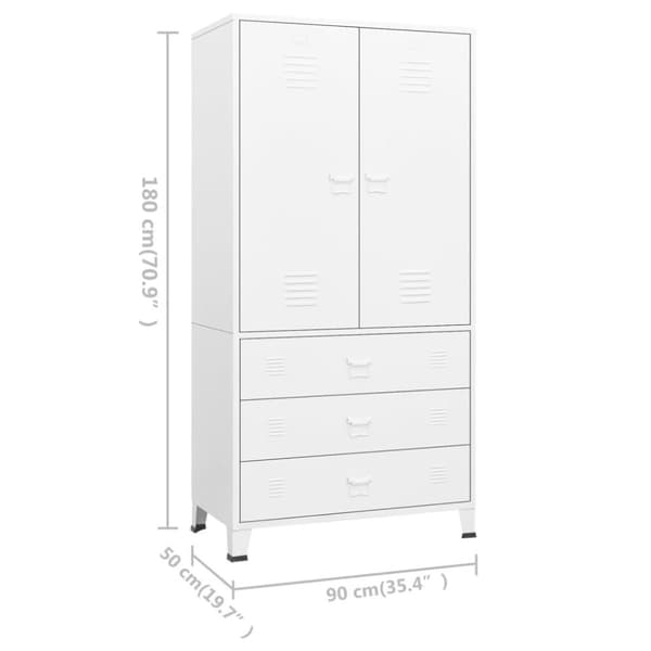 vidaXL industrielt klædeskab 90x50x180 cm metal hvid