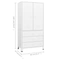 Miniatyrbillede 10 af 11: vidaXL industrielt klædeskab 90x50x180 cm metal hvid