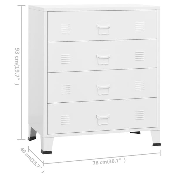 vidaXL Industriell kommode hvit 78x40x93 cm metall