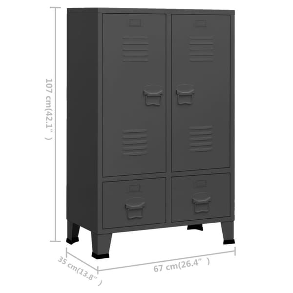 vidaXL Garderobe industriell stil antrasitt 67x35x107 cm stål