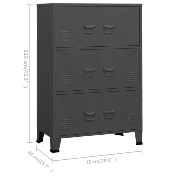 vidaXL Industriell oppbevaringskiste antrasitt 75x40x115 cm metall