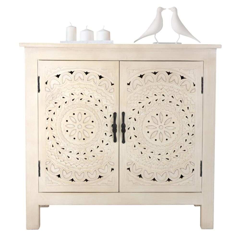 Byrå med två dörrar 76,5x81,5x41,5 cm Gräddmangoträ WOMO design