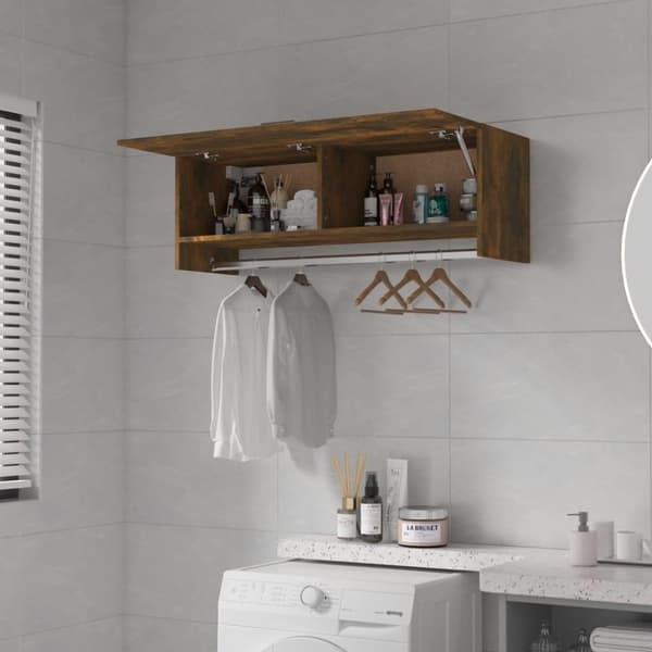 vidaXL garderobeskab 100x32,5x35 cm konstrueret træ røget egetræsfarve