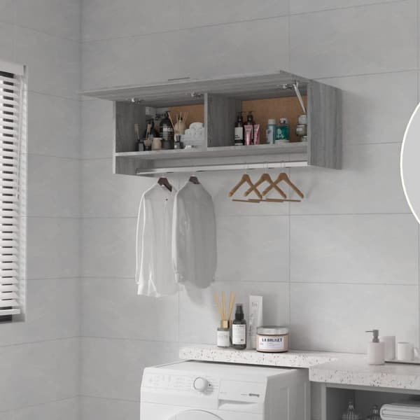vidaXL garderobeskab 100x32,5x35 cm konstrueret træ grå sonoma-eg