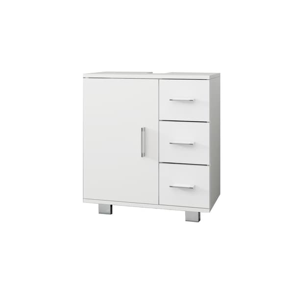 ML Design tvättställ skåp vit 60x60.8x33cm handfat skåp med dörr, 3 lådor, gott om förvaringsutrymme, handfat kabinett av mdf trä, badrum skåp handfat