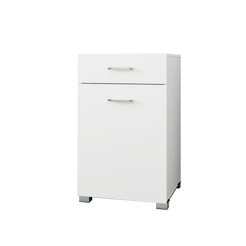 ML Design Tvättskåp med utfälld Tvättväska, Vit, 50 x 78,5 x 45 cm, tvättsamlare med lådor, gott om förvaringsutrymme, tvättkorg av mdf trä