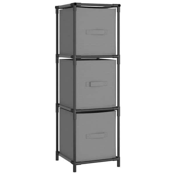 vidaXL Oppbevaringsskap med 3 stoffskuffer grå 34x34x101 cm stål