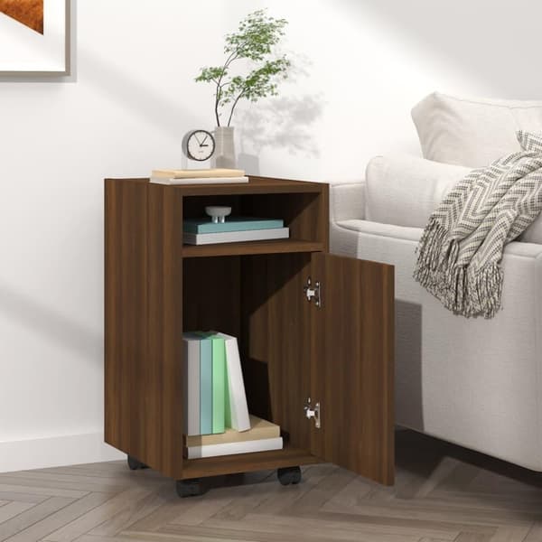 vidaXL Sideskap med hjul brun eik 33x38x60 cm konstruert tre
