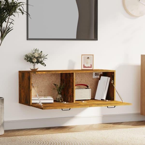 vidaXL Veggskap røkt eik 100x36,5x35 cm konstruert tre