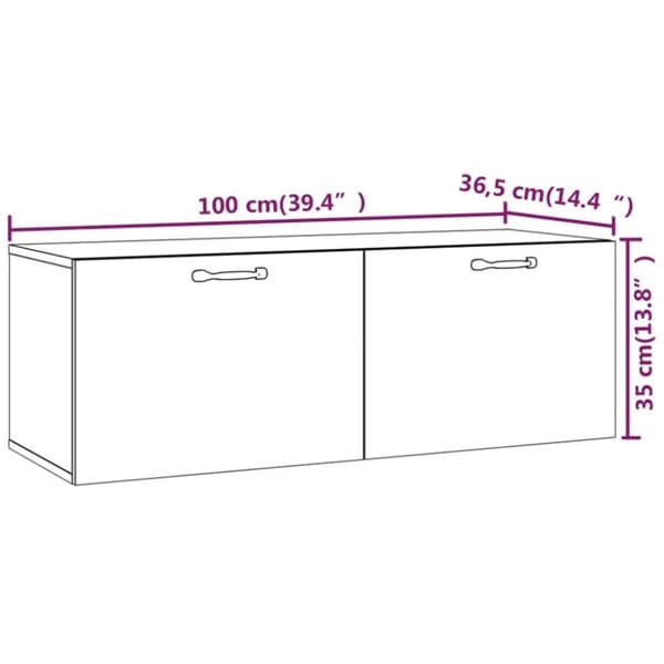 vidaXL Veggskap røkt eik 100x36,5x35 cm konstruert tre