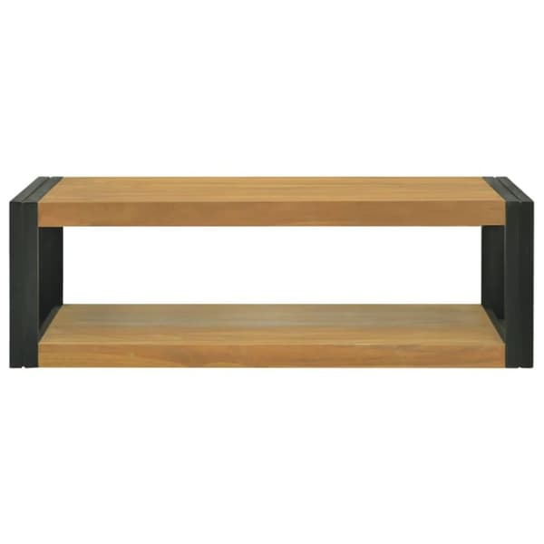vidaXL væghængt badeværelsesskab 110x45x35 cm massivt teaktræ