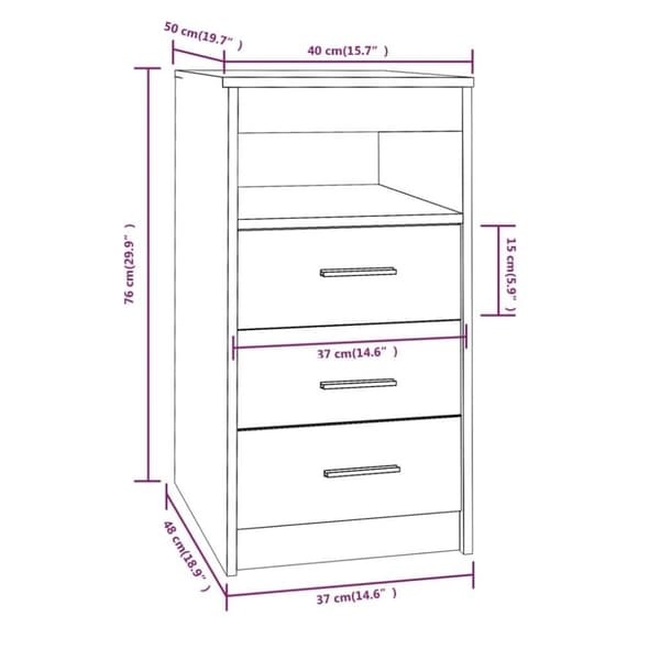 vidaXL Laatikosto ruskea tammi 40x50x76 cm tekninen puu