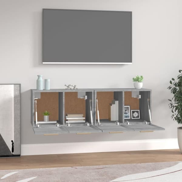 vidaXL Seinäkaapit 2 kpl harmaa Sonoma 60x36,5x35 cm tekninen puu