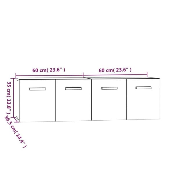vidaXL vægskabe 2 stk. 60x36,5x35 cm konstrueret træ sonoma-eg