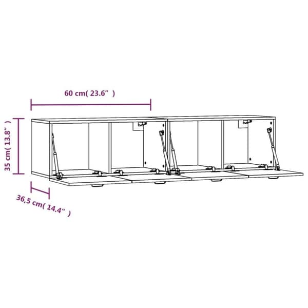 vidaXL Seinäkaapit 2 kpl musta 60x36,5x35 cm tekninen puu