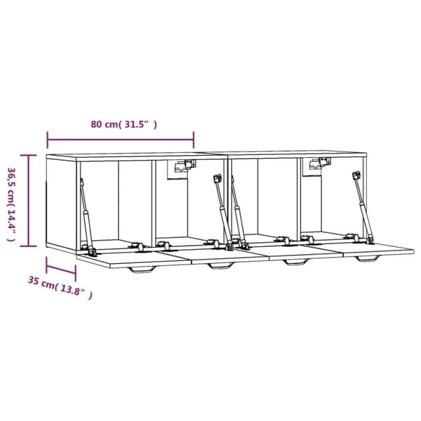 vidaXL vægskabe 2 stk. 80x35x36,5 cm konstrueret træ betongrå