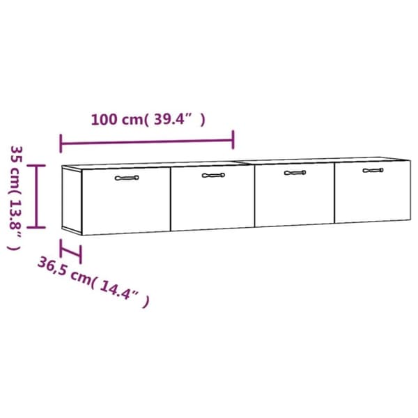 vidaXL vægskabe 2 stk. 100x36,5x35 cm konstrueret træ sonoma-eg