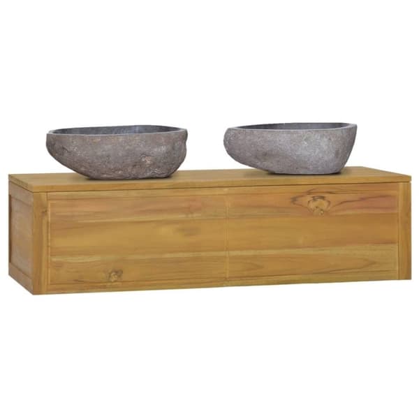vidaXL Veggmontert baderomsskap 110x45x30 cm heltre teak