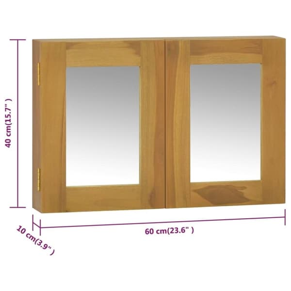 vidaXL Spegelskåp 60x10x40 cm massiv teak