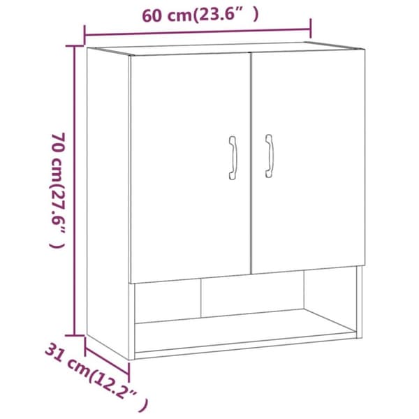 vidaXL Veggskap betonggrå 60x31x70 cm konstruert tre