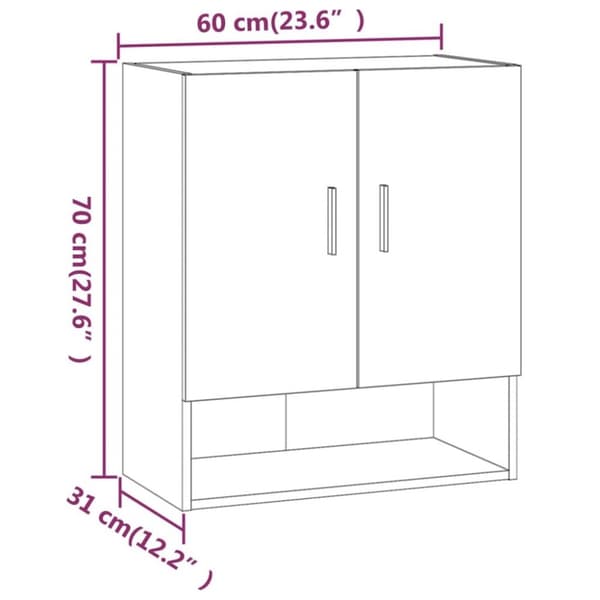vidaXL Väggskåp betonggrå 60x31x70 cm konstruerat trä