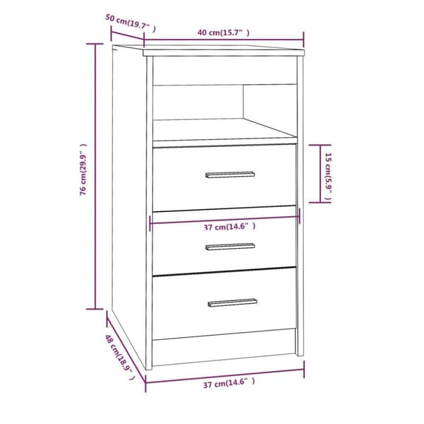 vidaXL Kommode røkt eik 40x50x76 cm konstruert tre