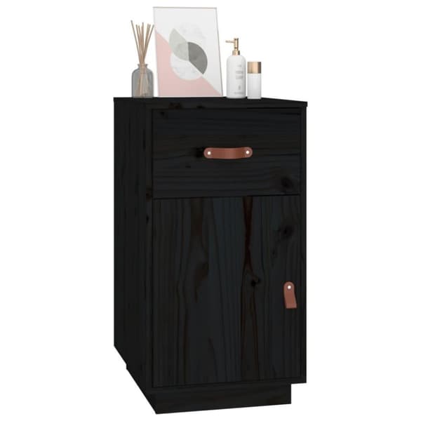 vidaXL Skap til skrivebord svart 40x50x75 cm heltre furu
