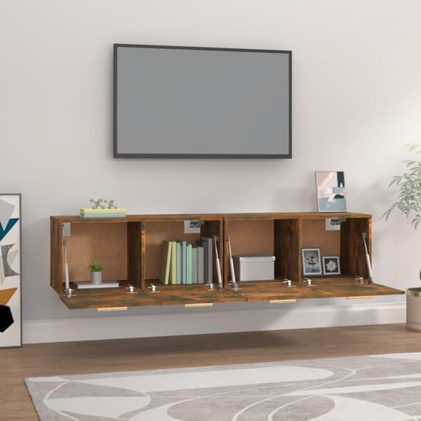 vidaXL Veggskap 2 stk røkt eik 80x35x36,5 cm konstruert tre