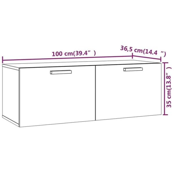 vidaXL vægskab 100x36,5x35 cm konstrueret træ hvid